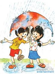 children in rain